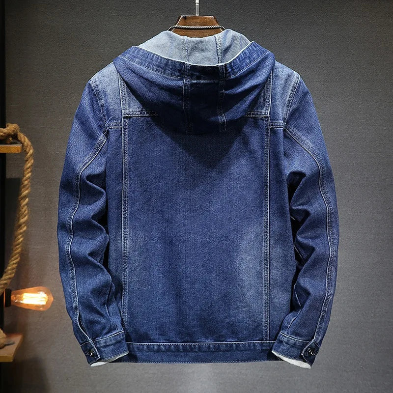 Pau | Chaqueta Vaquera con Capucha Hombre Denim Bolsillos