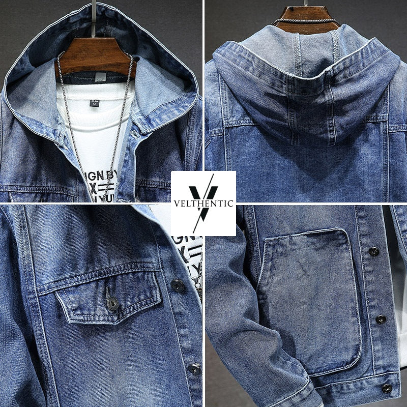 Pau | Chaqueta Vaquera con Capucha Hombre Denim Bolsillos