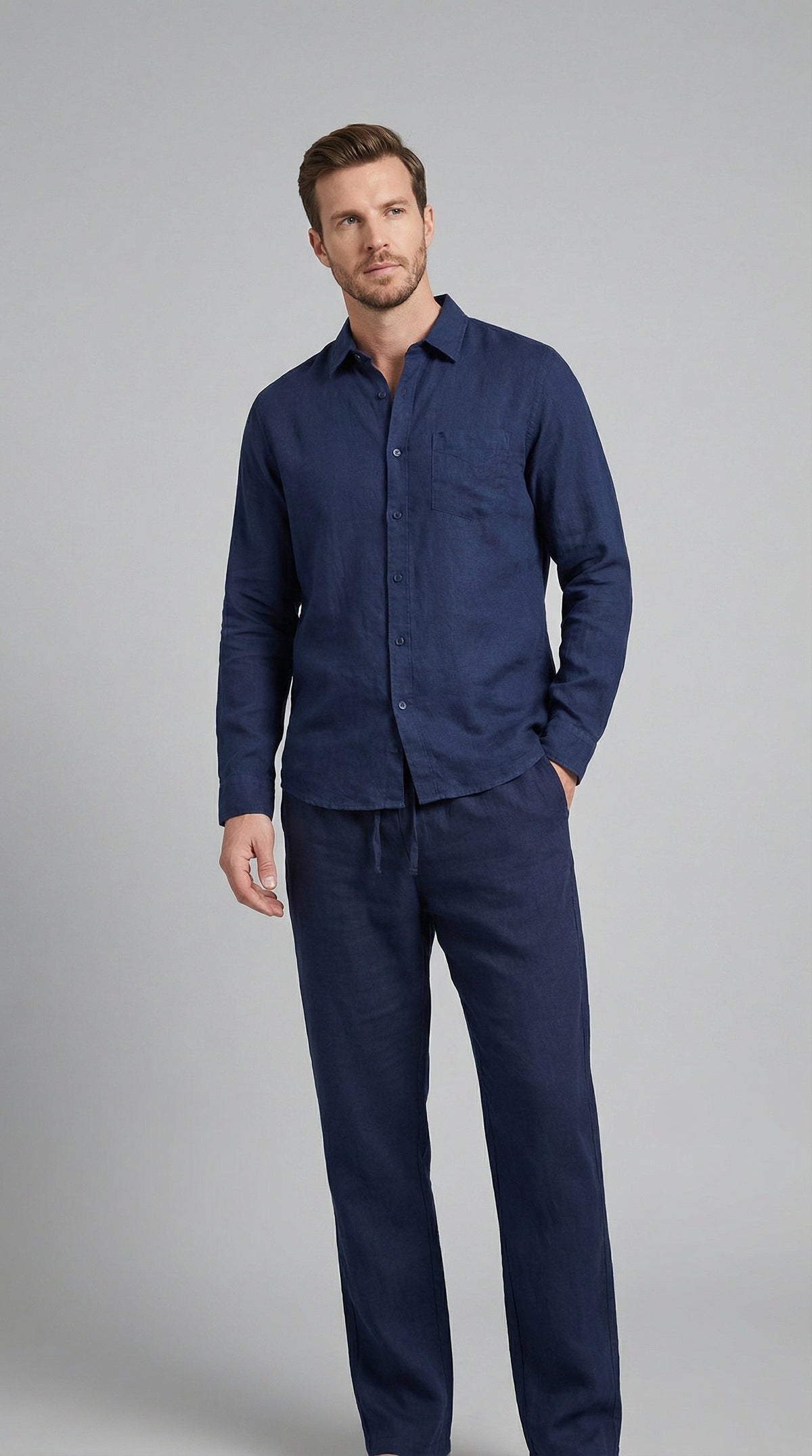 Sergio | Conjunto de Lino de Manga Larga Hombre Camisa y Pantalón